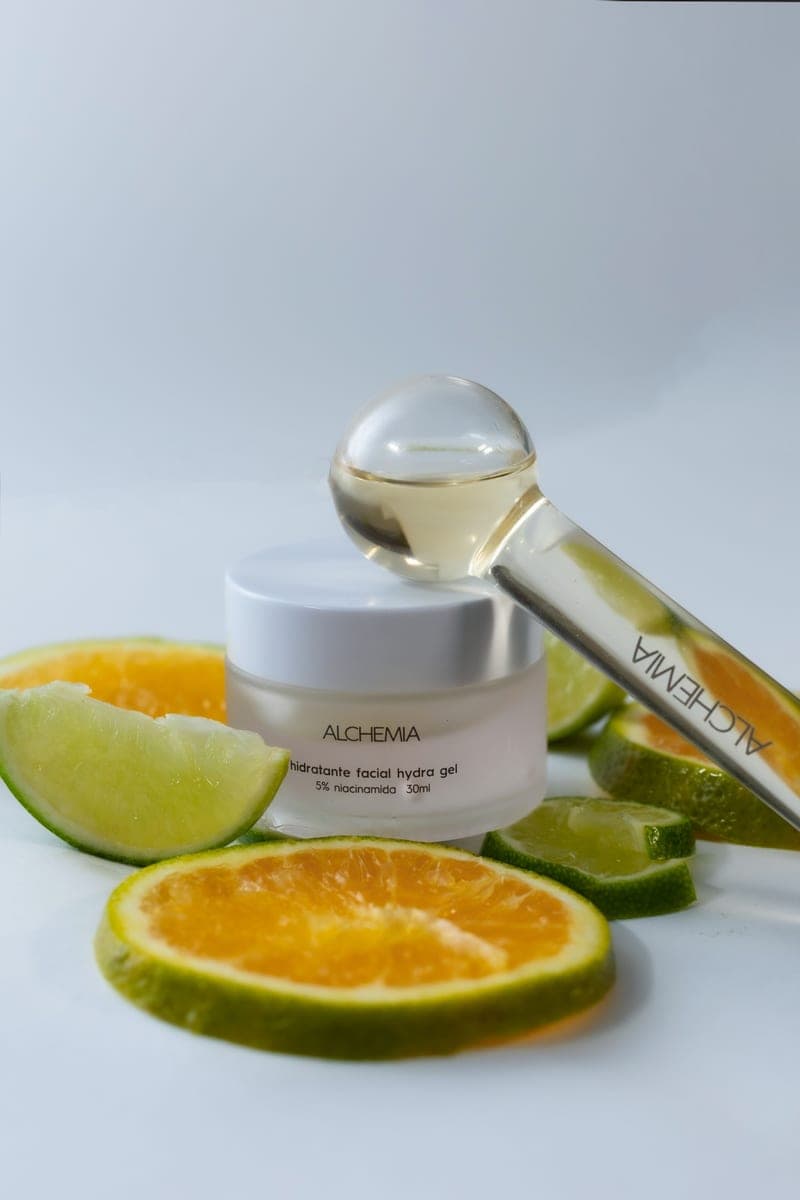A hydrating gel with a serum dropper on a plain white background